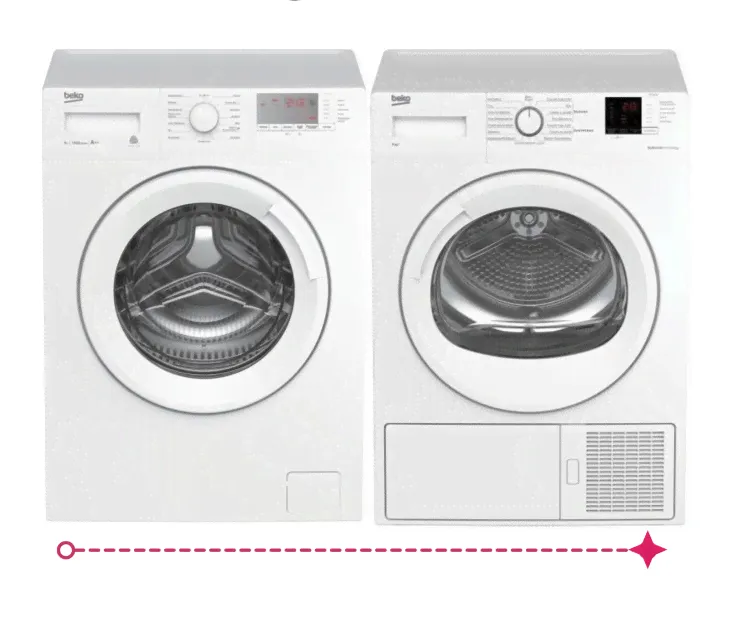 Комплект стиральной и сушильной машины Beko WRE 6512 BWW + DF 7412GA-0
